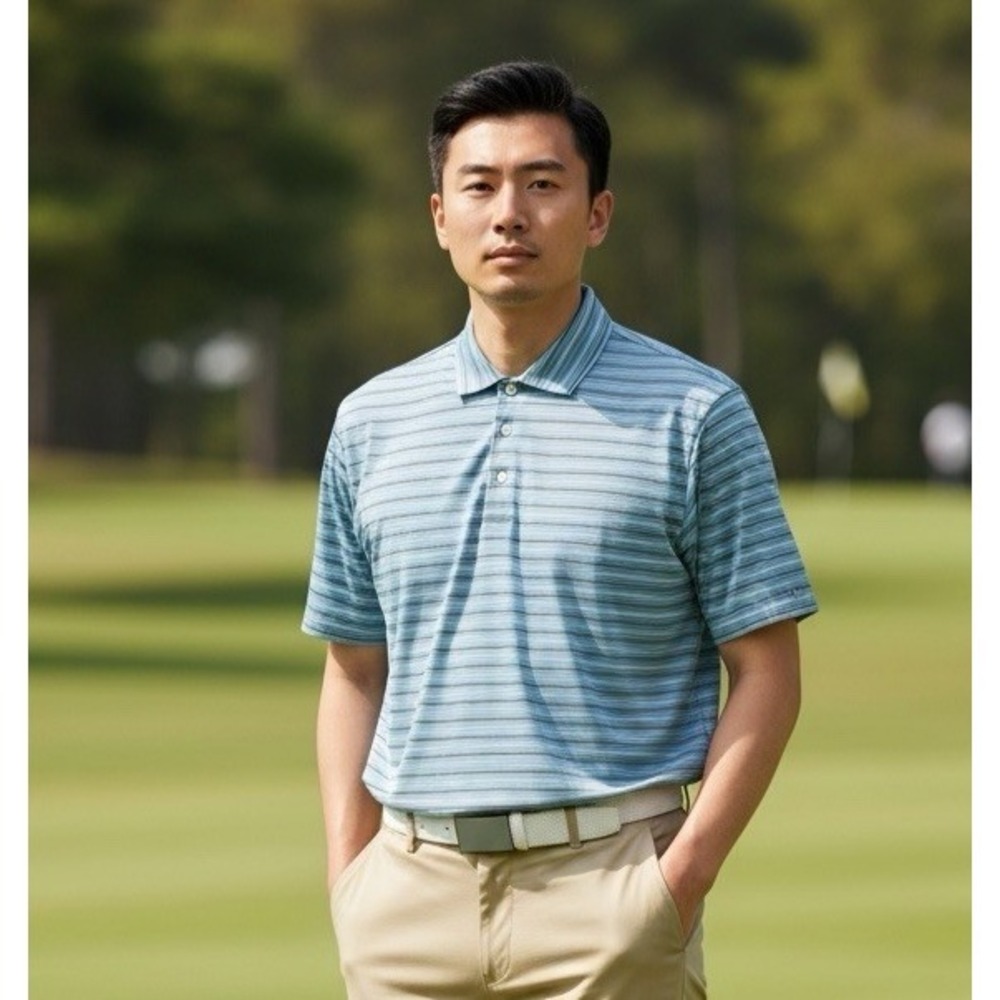 RLX Ralph Lauren Golf Men's S New Polo Shirt SS Blue Striped Wicking